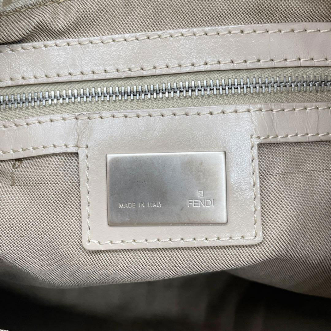 FENDI フェンディ ワンショルダーバッグ マンマバケット ズッキーノ ベージュ キャンバス シルバー金具