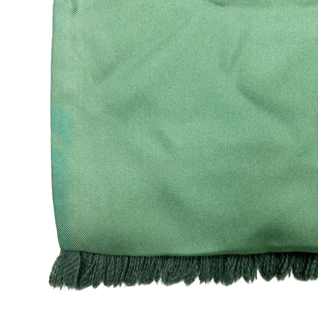 HERMES エルメス マフラー 総柄 シルク/アンゴラ グリーン系