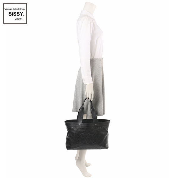 □シャネル□ トートバッグ ココマーク パンチングレザー ブラック 11  