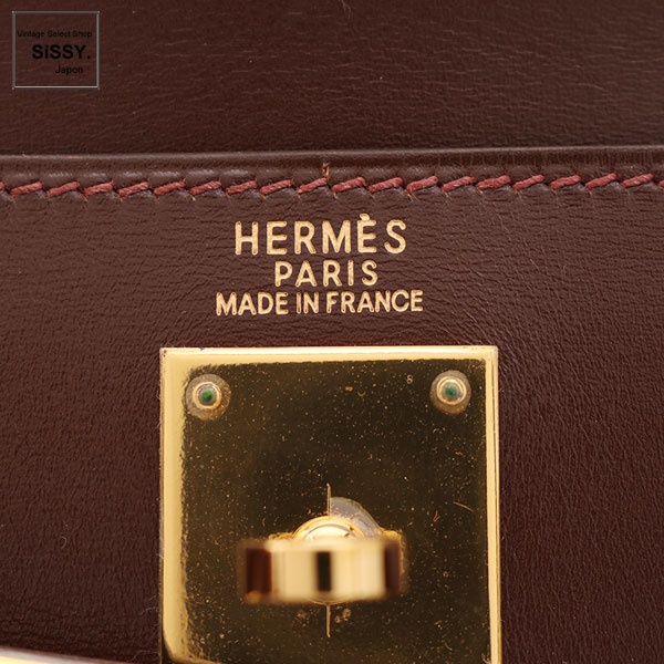 ■エルメス■ ケリー32 ハンドバッグ ボックスカーフ ハバナ 2WAY ゴールド金具 □F刻印 内縫い 【HERMES】