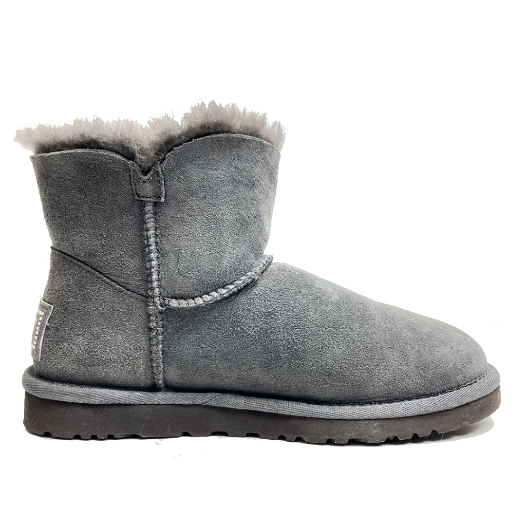 UGG australia アグ オーストラリア ムートンブーツ ミニベイリーボタン グレー 22cm レディース