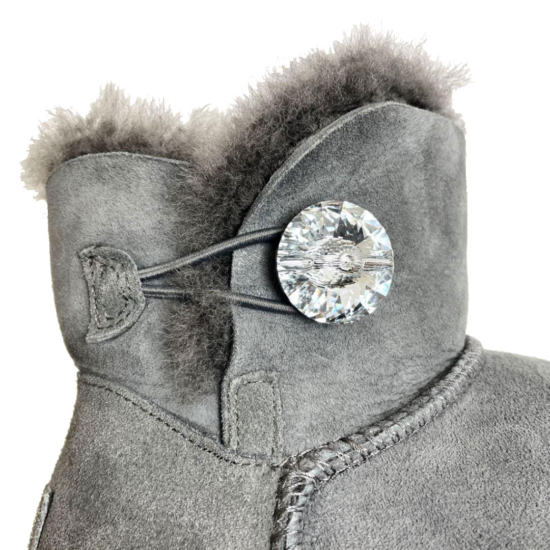 UGG australia アグ オーストラリア ムートンブーツ ミニベイリーボタン グレー 22cm レディース