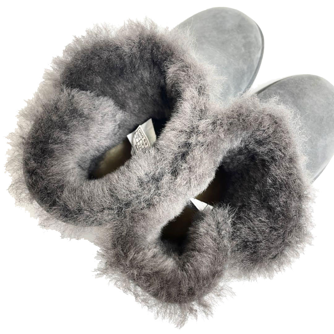 UGG australia アグ オーストラリア ムートンブーツ ミニベイリーボタン グレー 22cm レディース