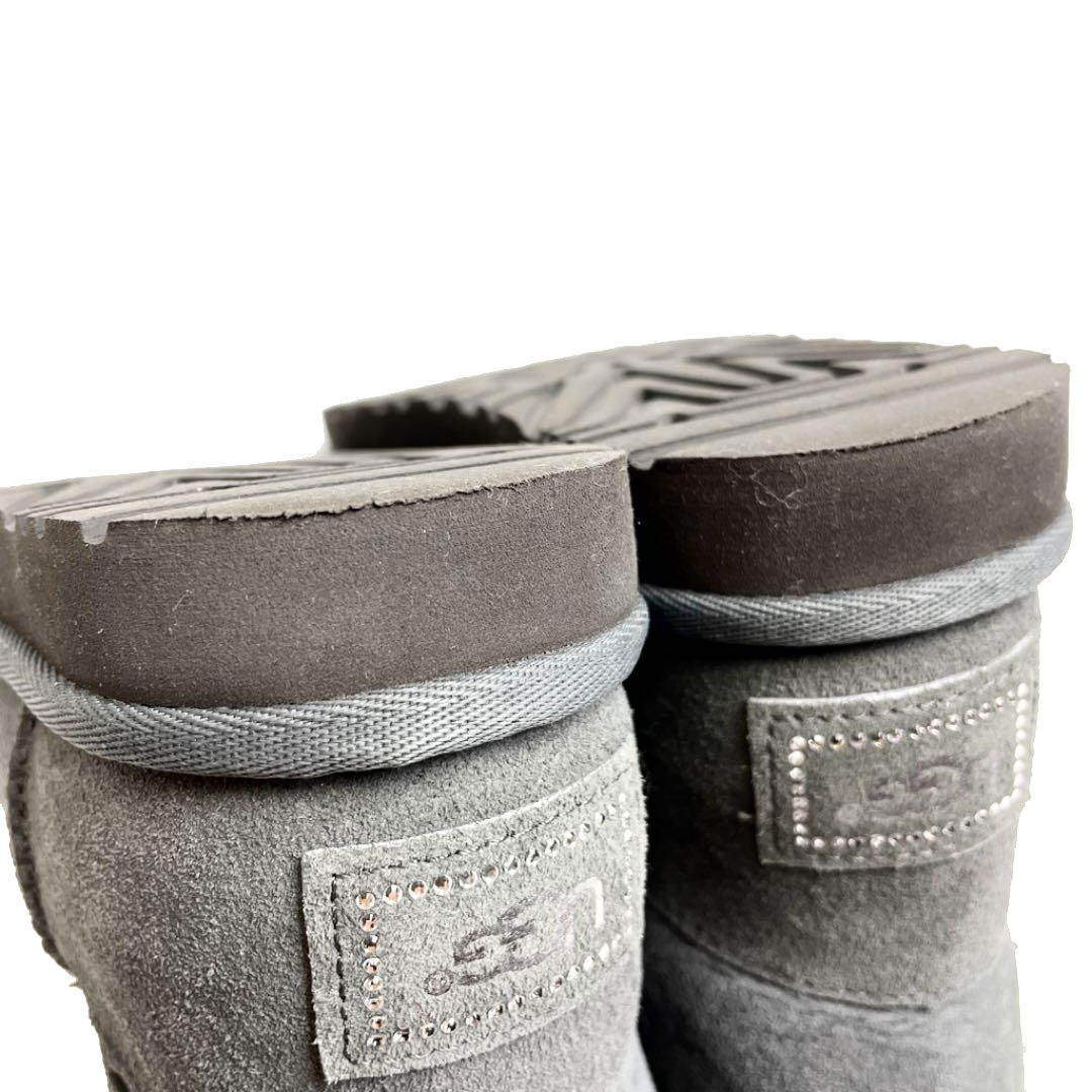 UGG australia アグ オーストラリア ムートンブーツ ミニベイリーボタン グレー 22cm レディース