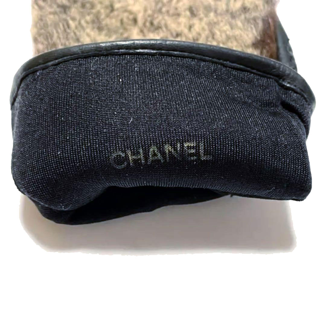 CHANEL シャネル ファー レザー グローブ 手袋 ブラック