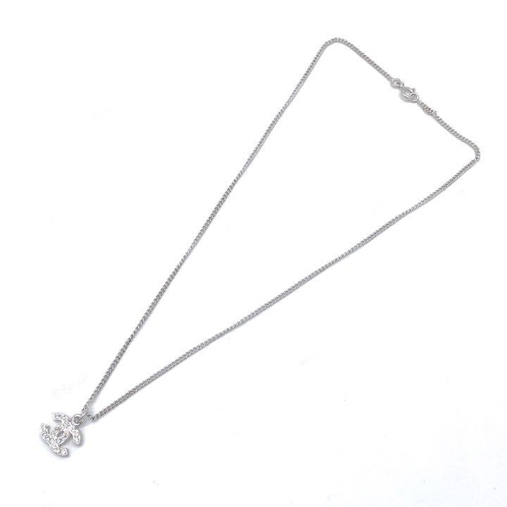 CHANEL シャネル ネックレス ココマーク ラインストーン シルバー 07V