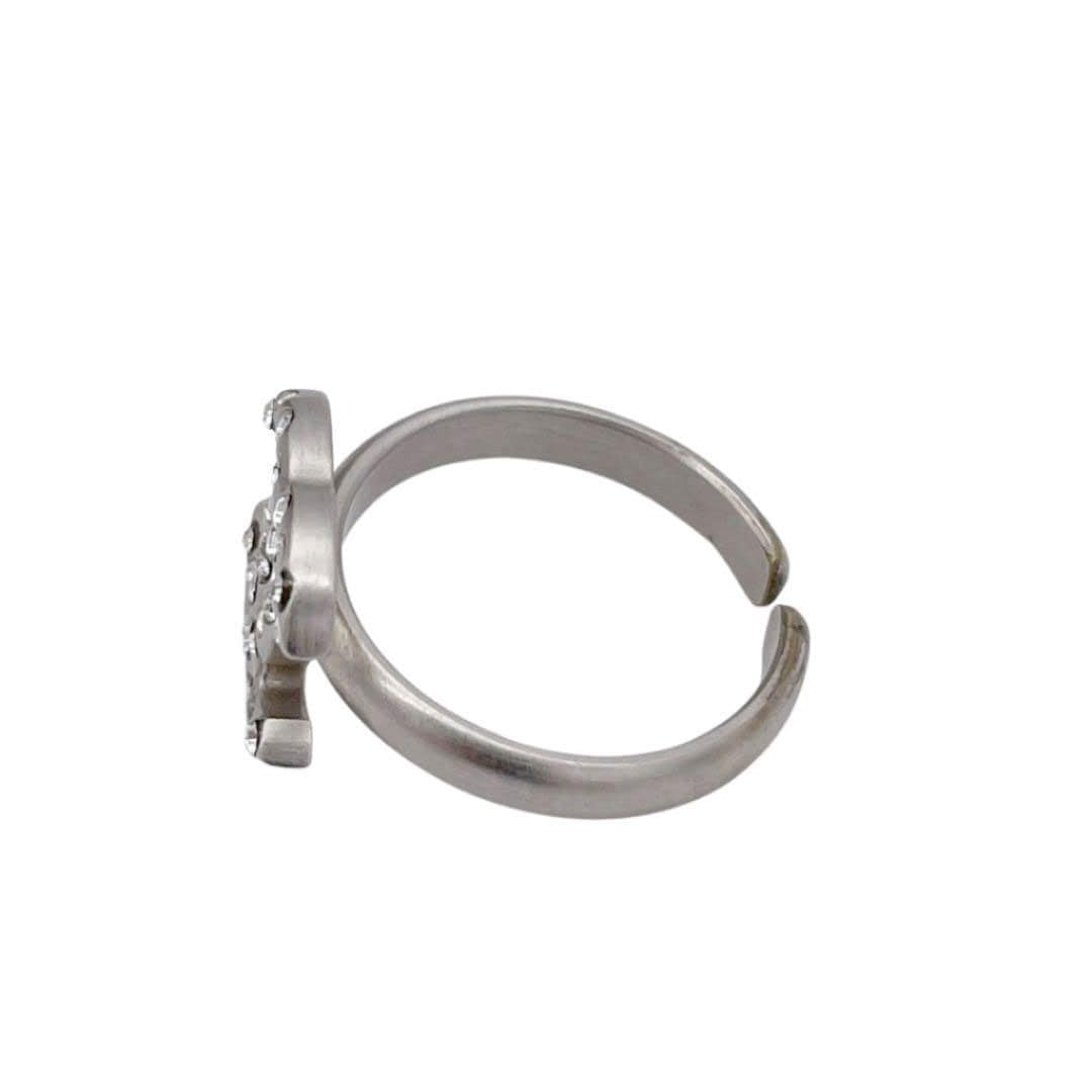 CHANEL シャネル リング 指輪 ココマーク ラインストーン シルバー B11P 約9.5号