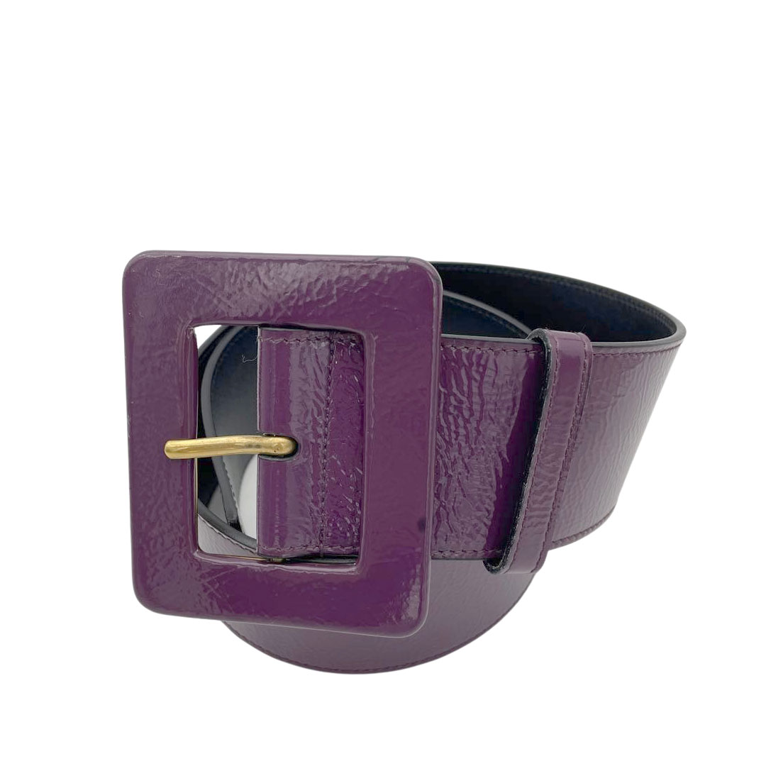 Yves Saint Laurent rive gauche イヴ･サンローラン リヴゴーシュ ワイドベルト エナメル 70・28 パープル 169929・147