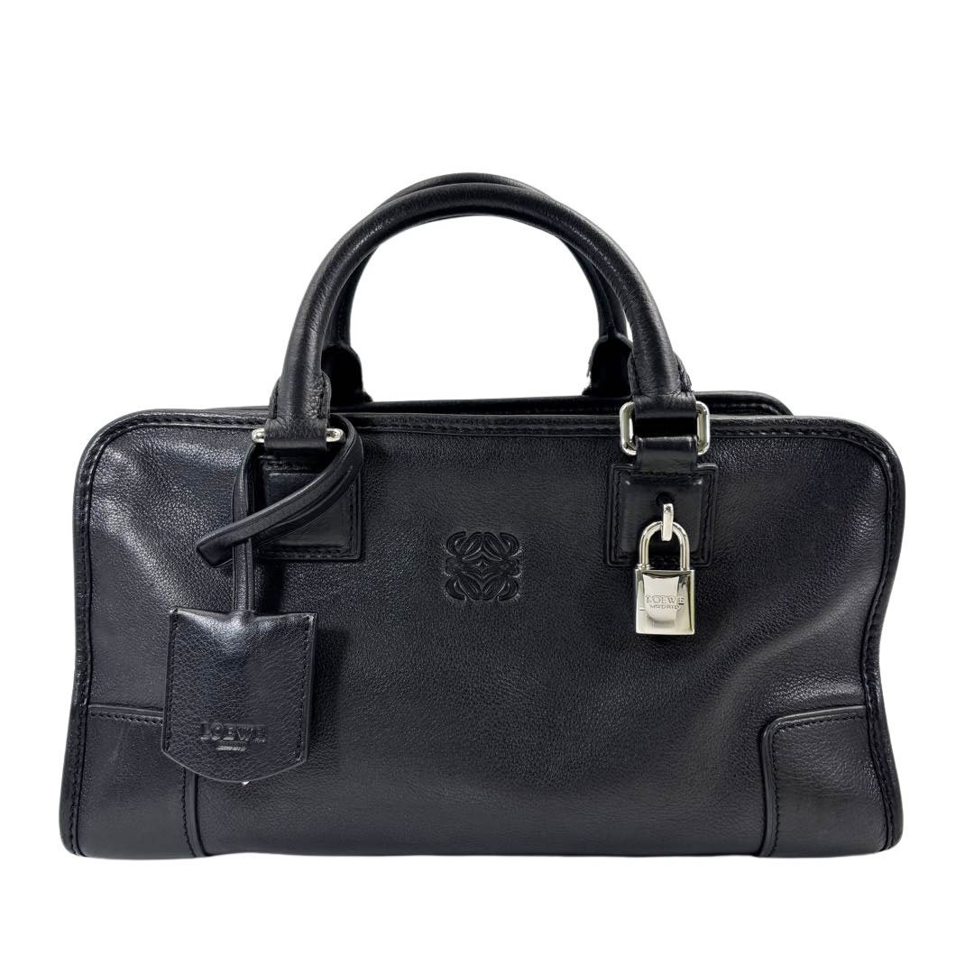 LOEWE ロエベ アマソナ28 ハンドバッグ レザー ブラック/シルバー金具