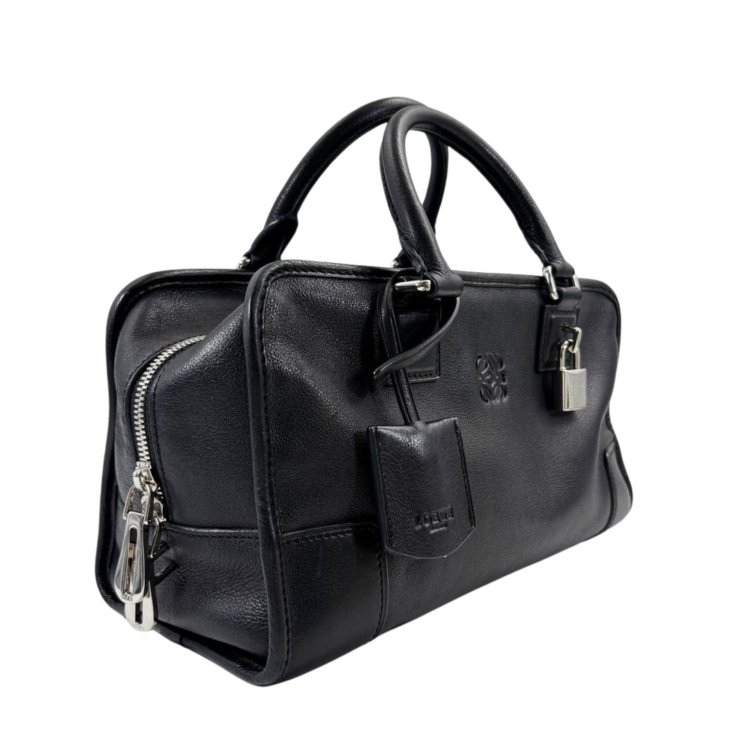 LOEWE ロエベ アマソナ28 ハンドバッグ レザー ブラック/シルバー金具