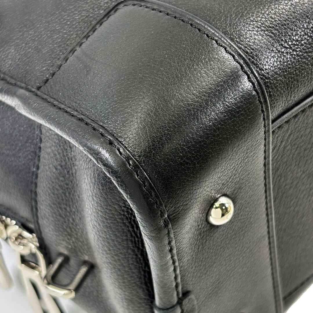 LOEWE ロエベ アマソナ28 ハンドバッグ レザー ブラック/シルバー金具