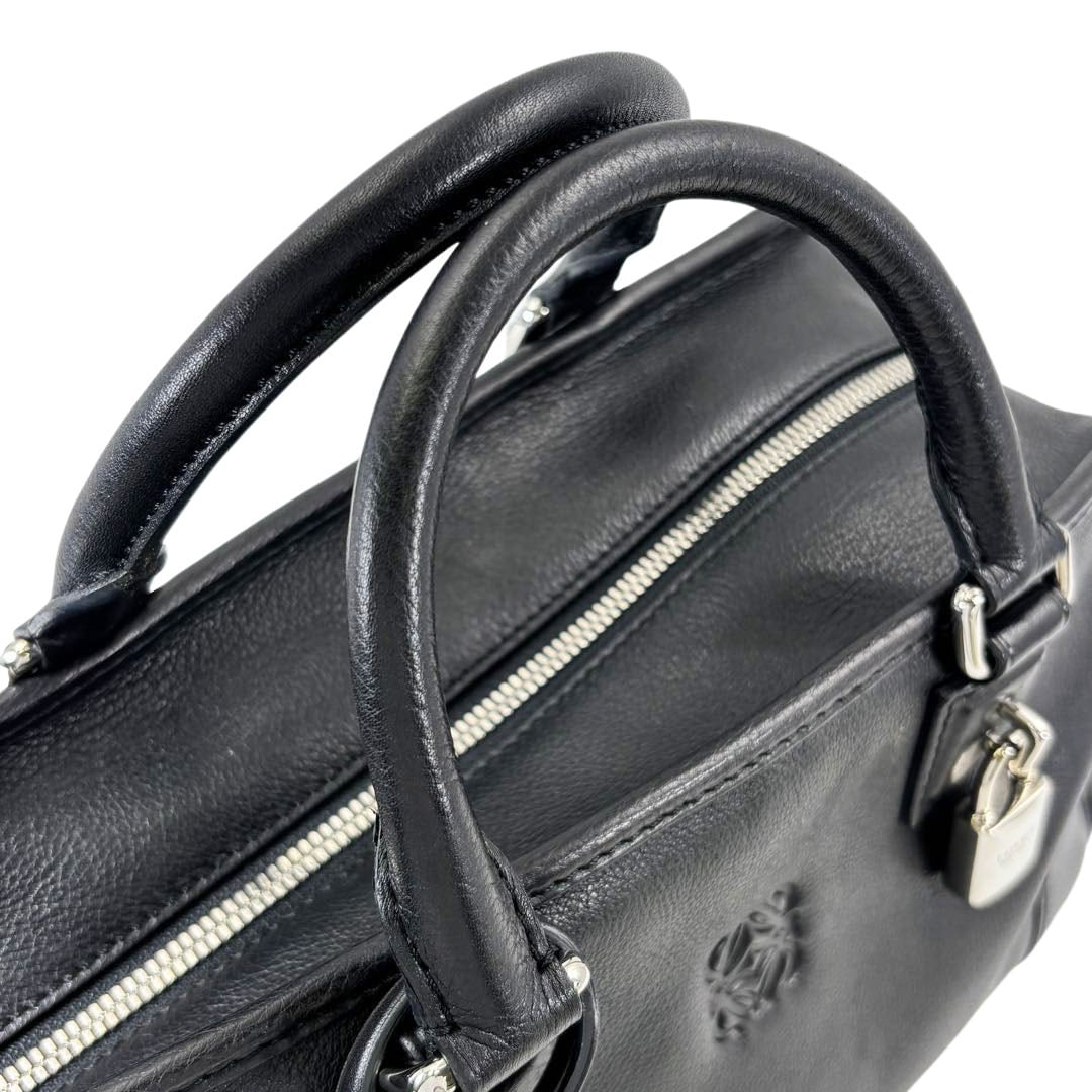 LOEWE ロエベ アマソナ28 ハンドバッグ レザー ブラック/シルバー金具