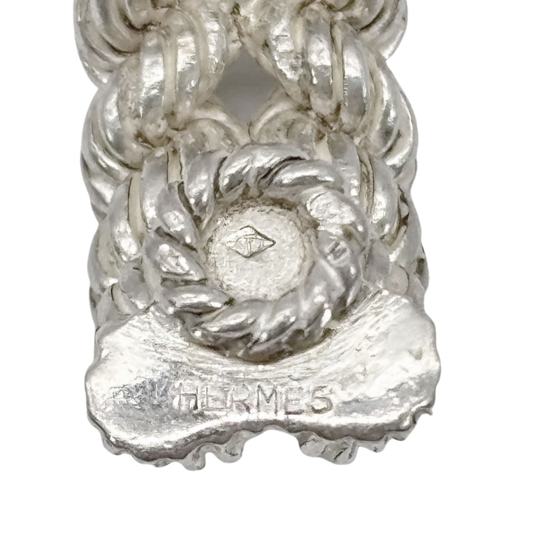 HERMES エルメス ヴィンテージ イヤリング ロープツイスト シルバー カニ刻印 17.3g