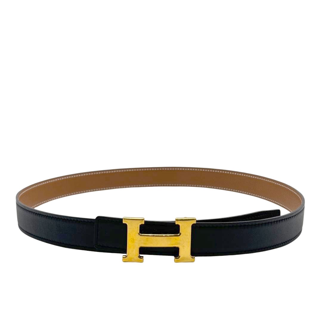 HERMES エルメス Hベルト ミニコンスタンス 75リバーシブル レザー ブラック/ゴールド/ゴールド金具 B刻印