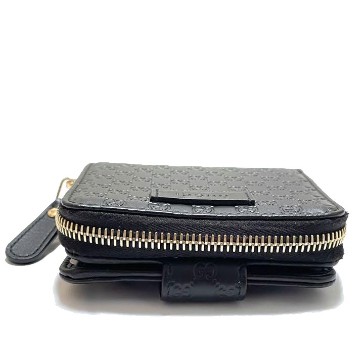 GUCCI グッチ コンパクトウォレット 二つ折り財布 マイクログッチシマ ブラック レザー アウトレット 449395