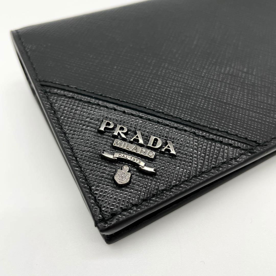 PRADA プラダ 二つ折り長財布 サフィアーノ メタル レザー ブラック 2MV836