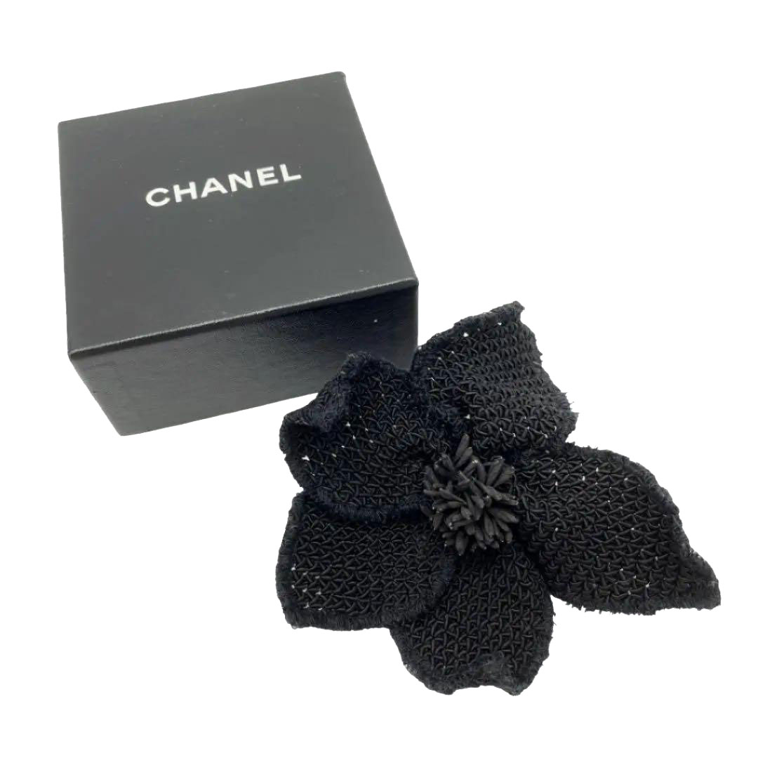 CHANEL シャネル コサージュ ブローチ カメリア ブラック ヴィンテージ