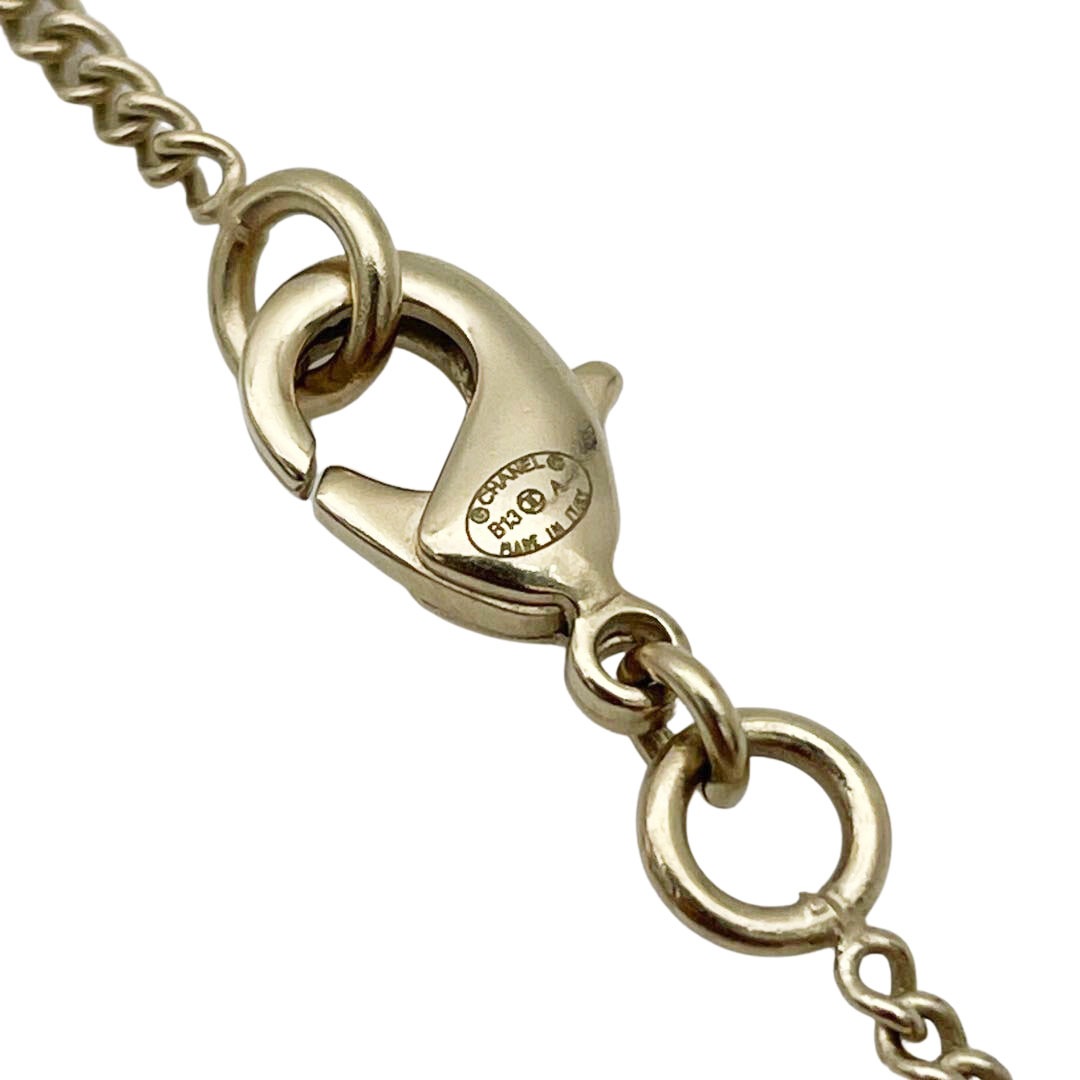 CHANEL シャネル ネックレス ツイードボール ココマーク シャンパンゴールド ワインレッド ピンク B13A