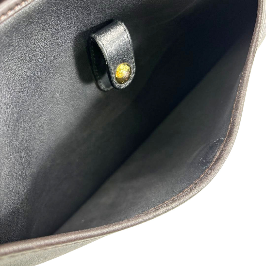 LOEWE ロエベ 斜め掛け ショルダーバッグ アナグラム パンチングロゴ レザー ブラック/ブラウン