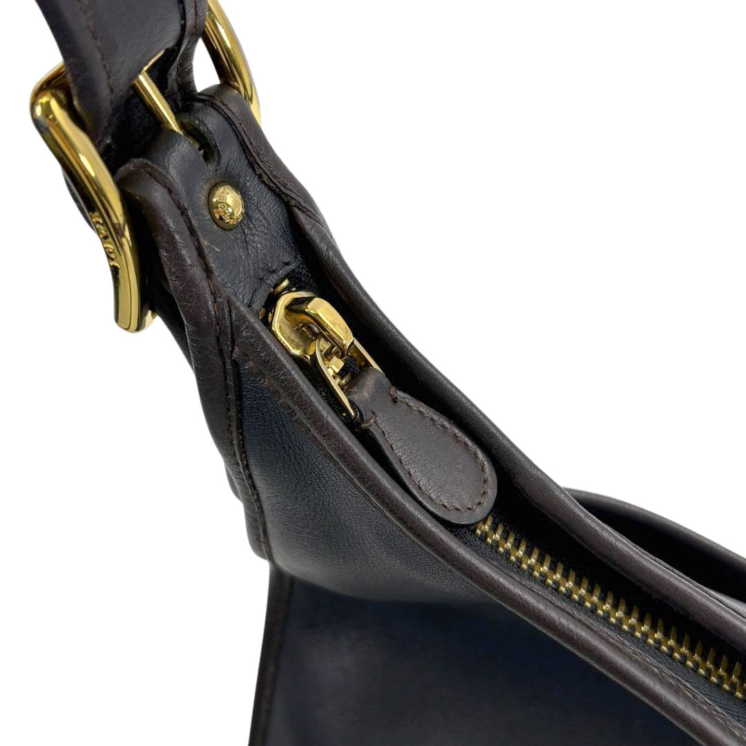 LOEWE ロエベ 斜め掛け ショルダーバッグ アナグラム パンチングロゴ レザー ブラック/ブラウン