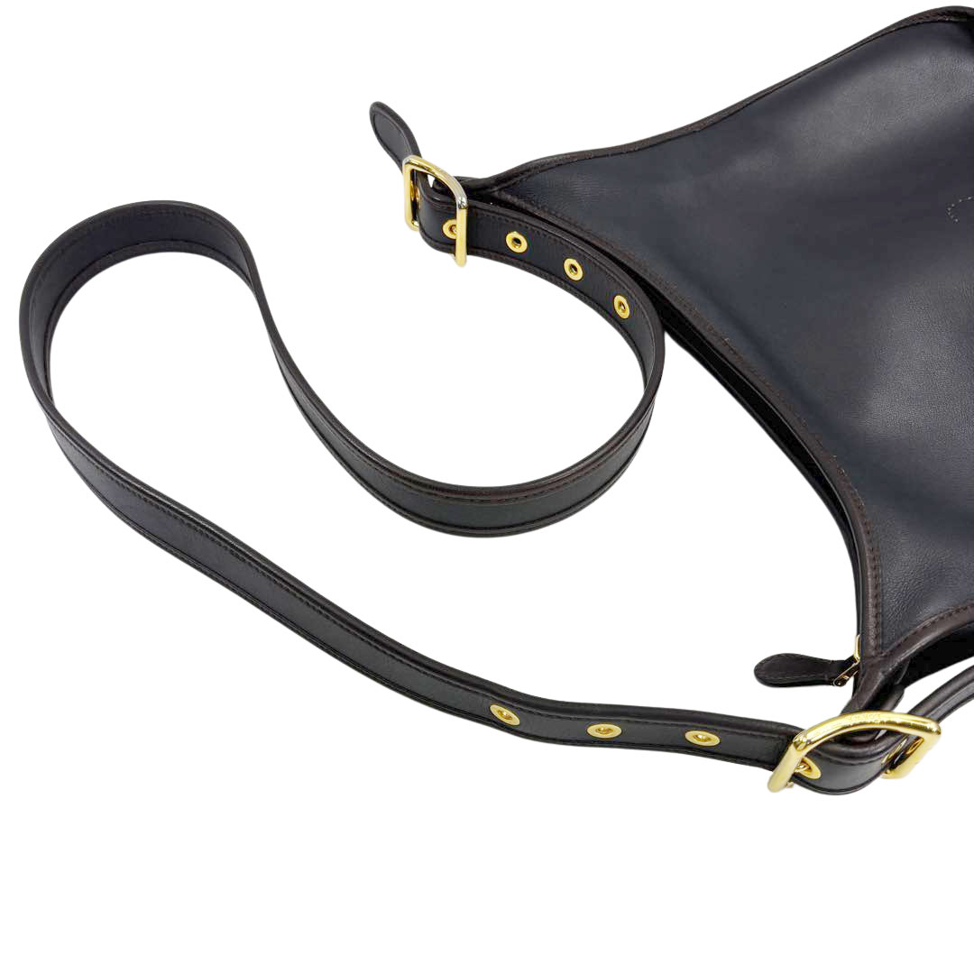 LOEWE ロエベ 斜め掛け ショルダーバッグ アナグラム パンチングロゴ レザー ブラック/ブラウン