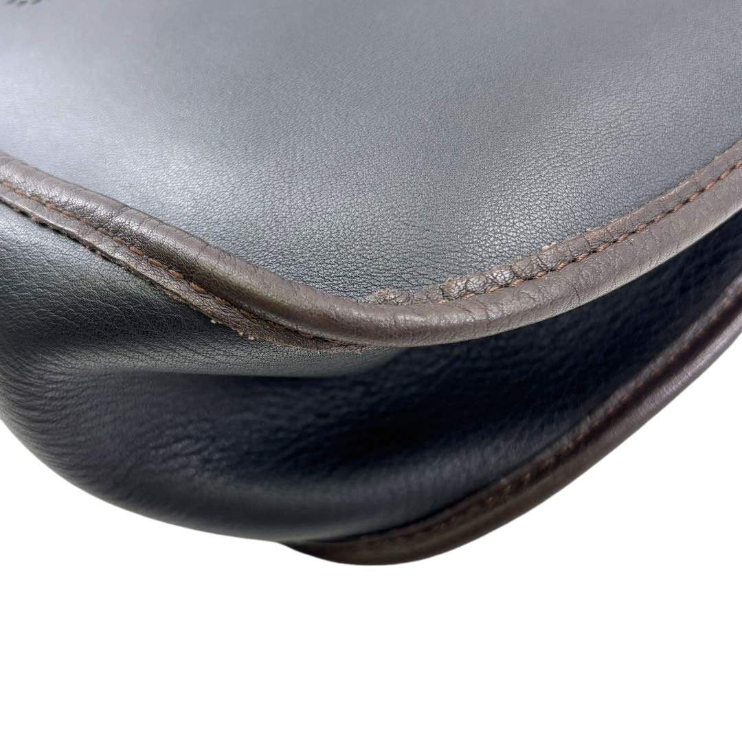 LOEWE ロエベ 斜め掛け ショルダーバッグ アナグラム パンチングロゴ レザー ブラック/ブラウン