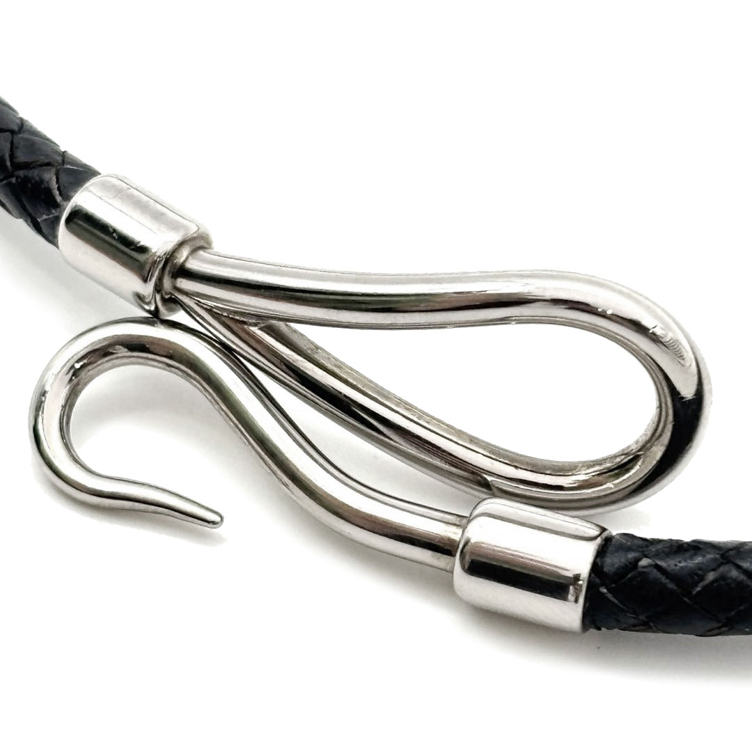 HERMES エルメス レザーブレスレット ジャンボ 二重巻き 編み込み