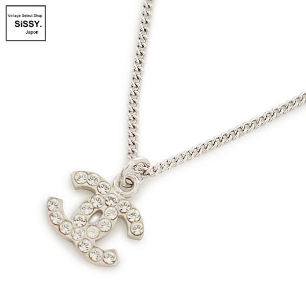 ■シャネル■ ココマーク ネックレス ラインストーン シルバー 06V 【CHANEL】