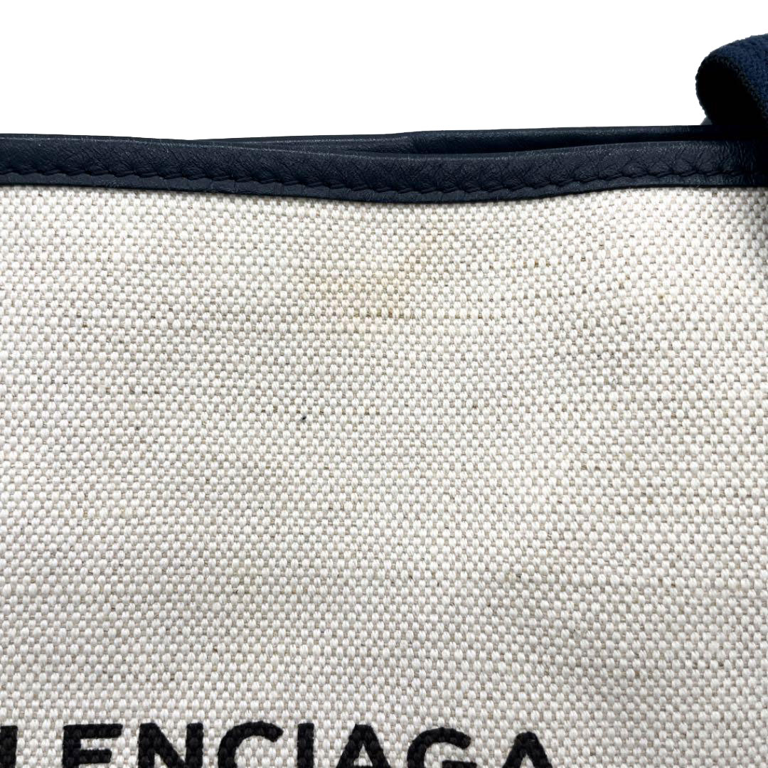 BALENCIAGA バレンシアガ ネイビーカバスS トートバッグ キャンバス レザー ナチュラル ネイビー 339933