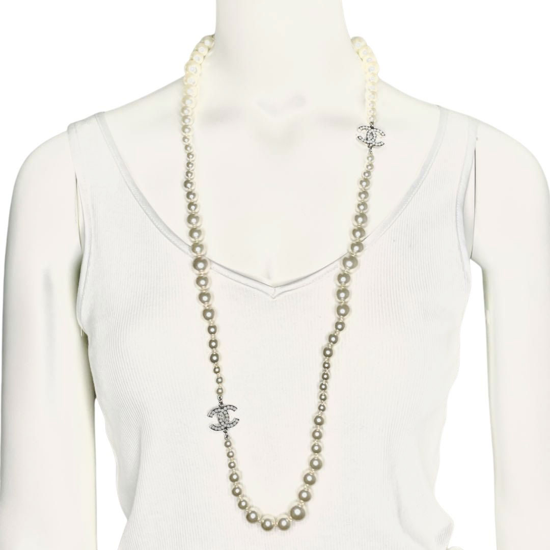 CHANEL シャネル ロング フェイクパールネックレス 13A シャネル CHANEL ココマーク フェイクパール ロング ネックレス