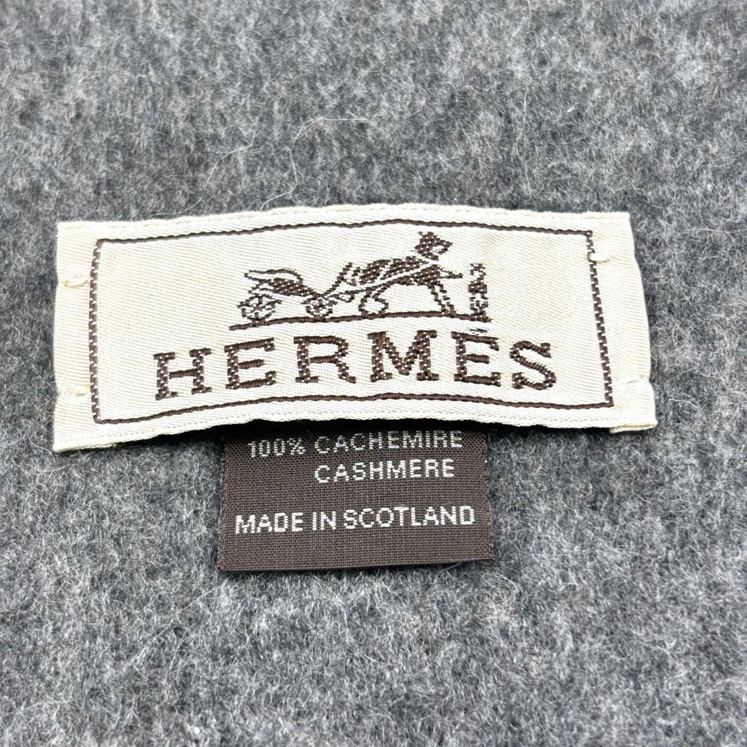 HERMES エルメス マフラー レクトヴェルソ ロゴ刺繍 カシミヤ100