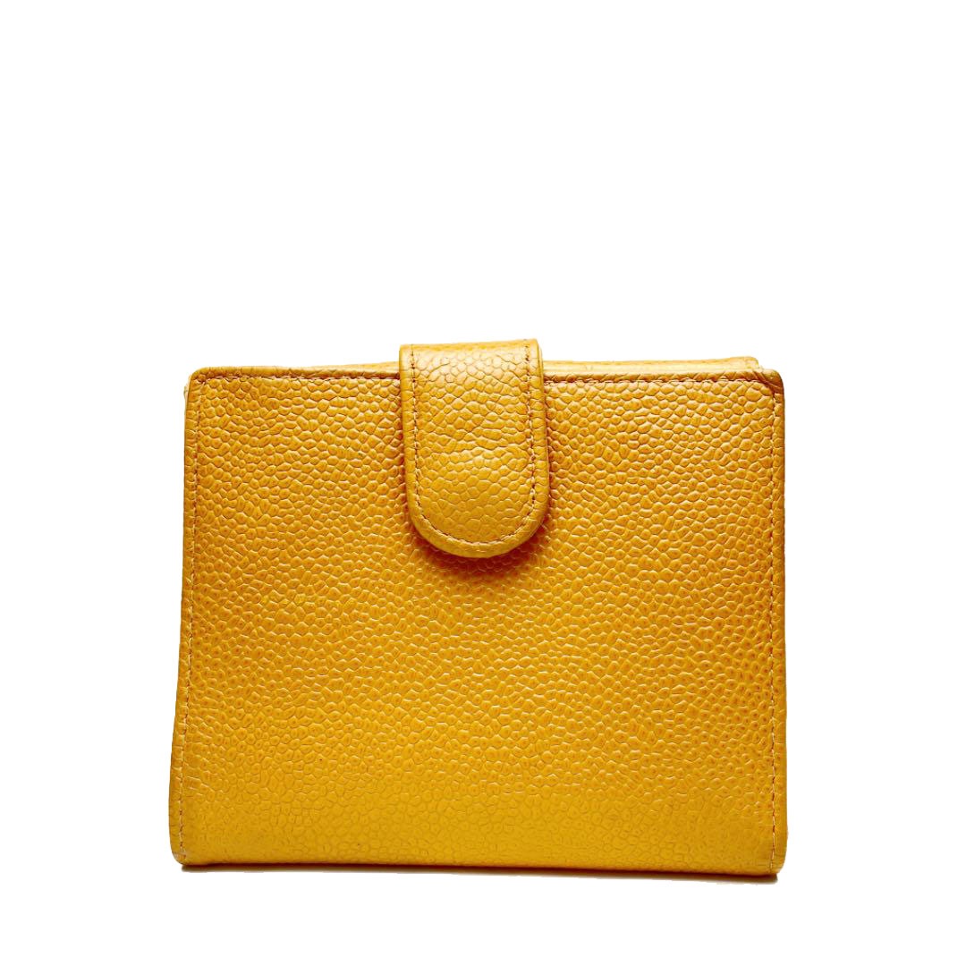 CHANEL シャネル 二つ折り財布 ココマーク キャビアスキン ベージュ 6番台（2000年頃製造）