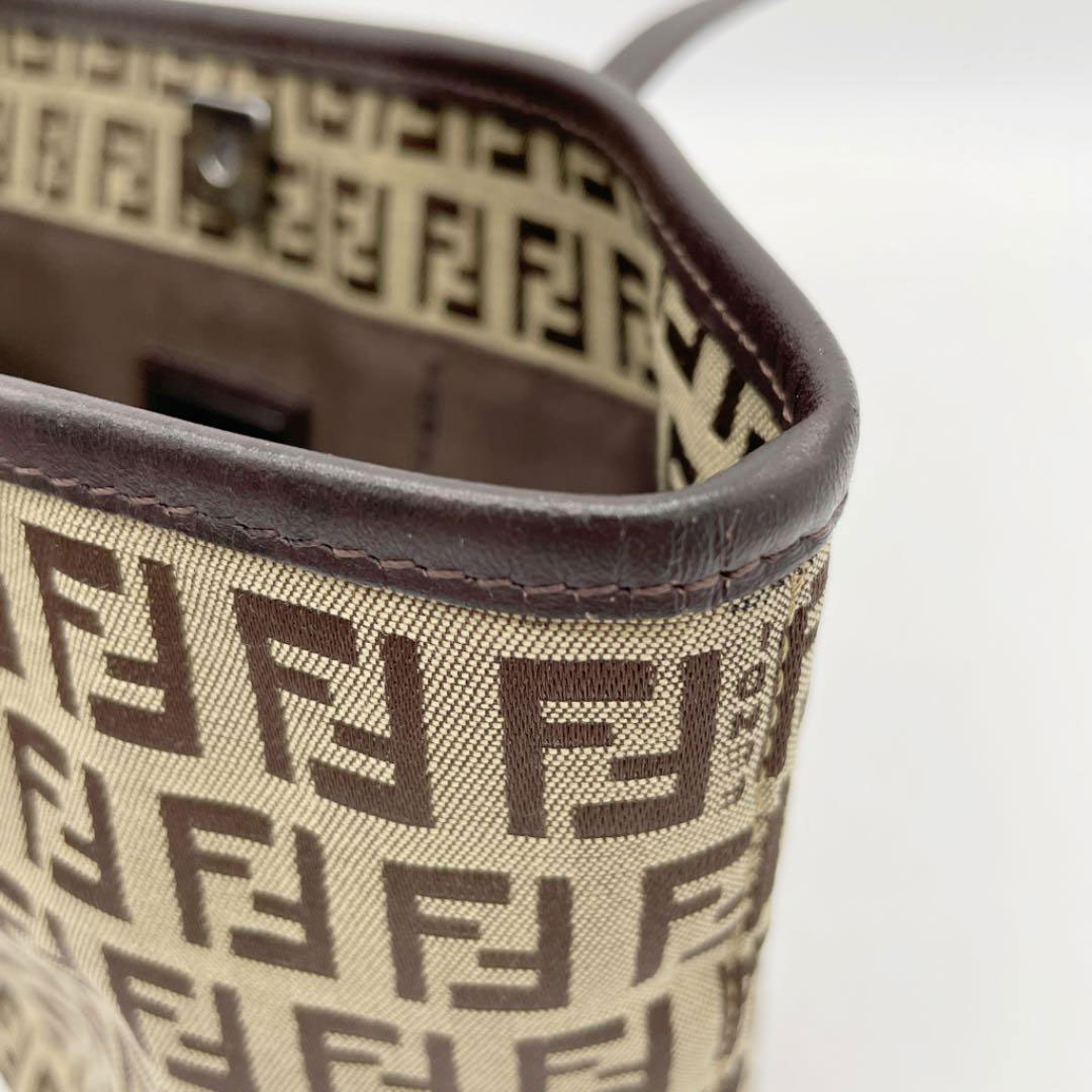 FENDI フェンディ ズッカ柄 ミニトートバッグ キャンバス レザー