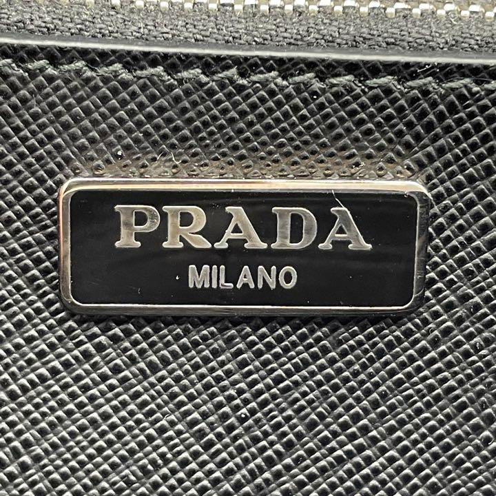 PRADA プラダ ショルダーウォレット 長財布 サフィアーノレザー ブラック シルバー金具 BT1020