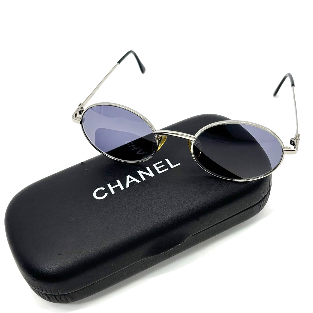 CHANEL サングラス オーバル ココマーク メタル プラスチック ブラック CHANEL シャネル サングラス オーバル ココマーク メタル