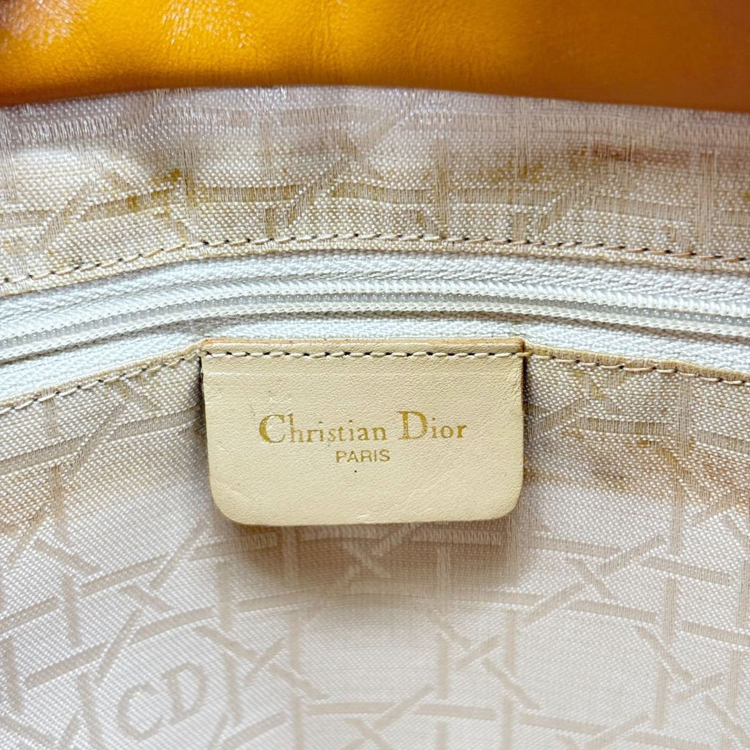 Christian Dior クリスチャンディオール 2WAYハンドバッグ カナージュ レザー キャメル ゴールド金具