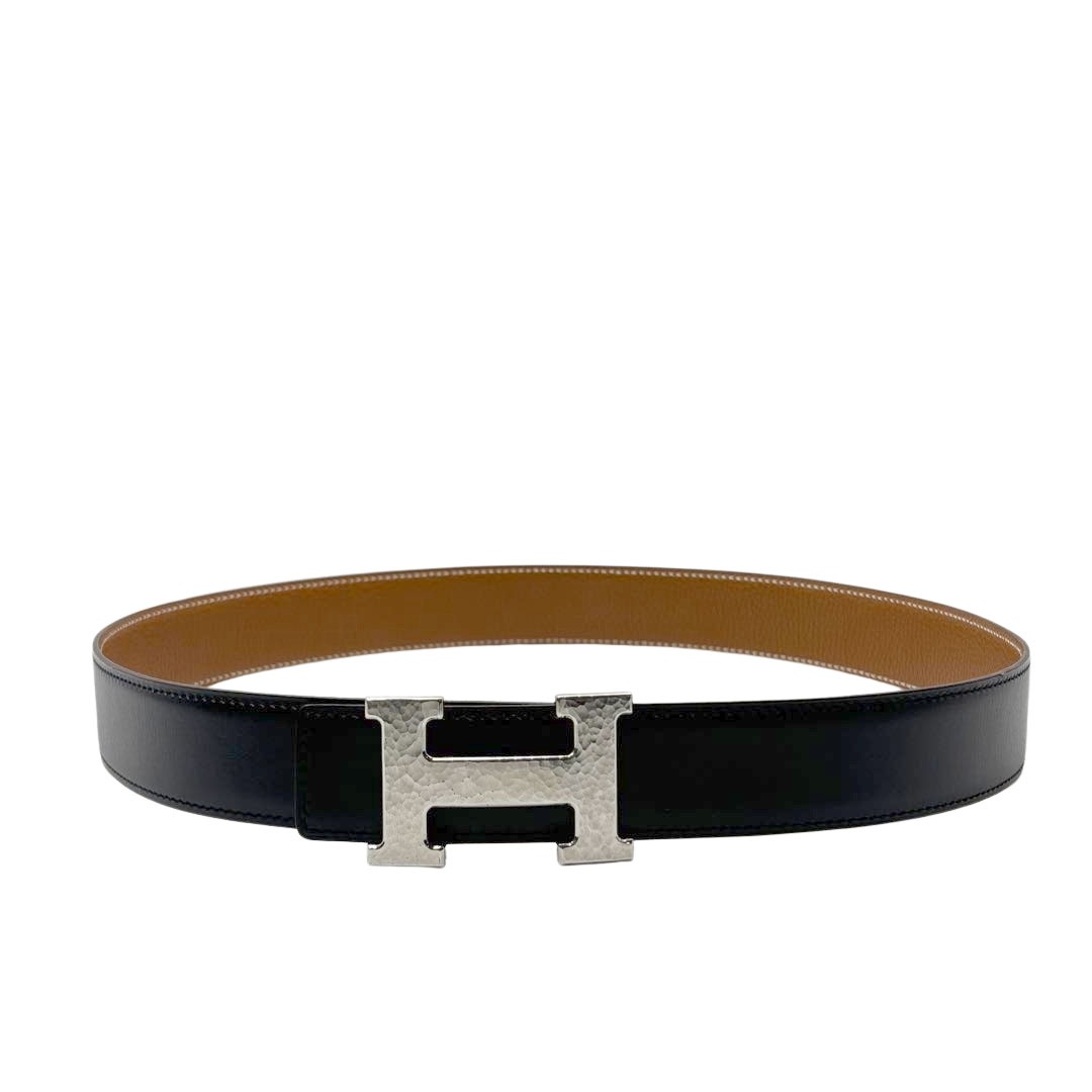 HERMES エルメス Hベルト コンスタンス マルトレ 80 リバーシブル ボックスカーフ/トリヨンクレマンス ブラック/ゴールド/シルバー金具 □H刻印