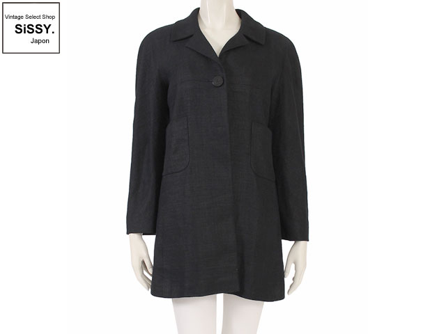 CHANEL シャネル コート 麻100% ブラック 98C 38 (M)