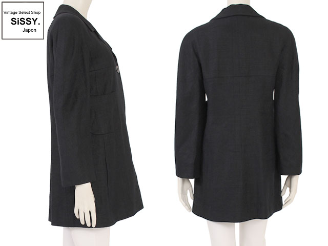 CHANEL シャネル コート 麻100% ブラック 98C 38 (M)