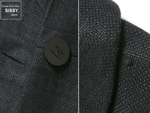 CHANEL シャネル コート 麻100% ブラック 98C 38 (M)