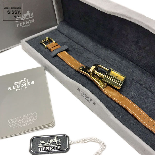 ■エルメス■ ケリーウォッチ レディース 腕時計 クオーツ GP レザー ゴールド 〇Y刻印 【HERMES】