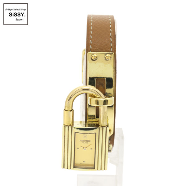 ■エルメス■ ケリーウォッチ レディース 腕時計 クオーツ GP レザー ゴールド 〇Y刻印 【HERMES】