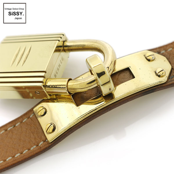 ■エルメス■ ケリーウォッチ レディース 腕時計 クオーツ GP レザー ゴールド 〇Y刻印 【HERMES】