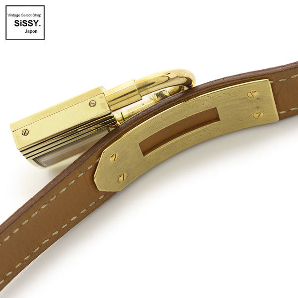 ■エルメス■ ケリーウォッチ レディース 腕時計 クオーツ GP レザー ゴールド 〇Y刻印 【HERMES】
