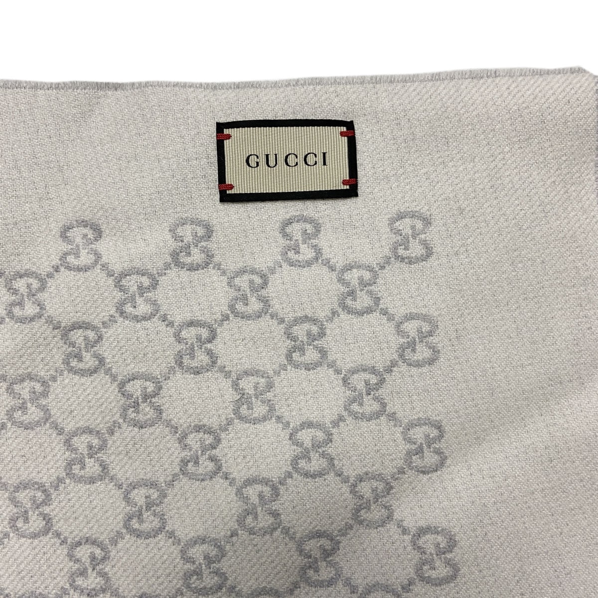 GUCCI グッチ マフラー GG ウール100% ブルーグレー系 ホワイト