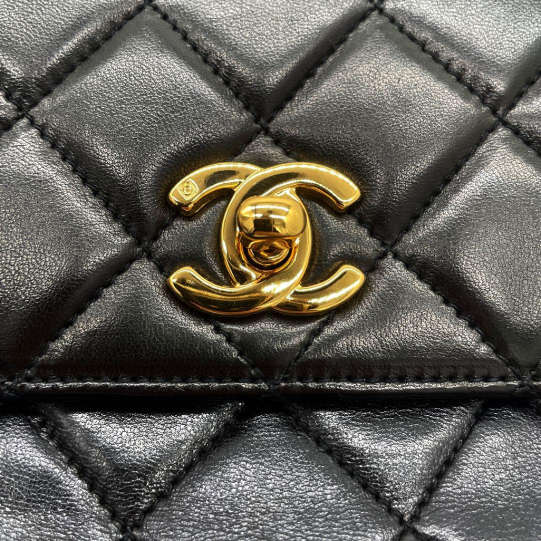 CHANEL シャネル マトラッセ チェーンショルダーバッグ ターンロック レザー フリンジ ブラック 3番台