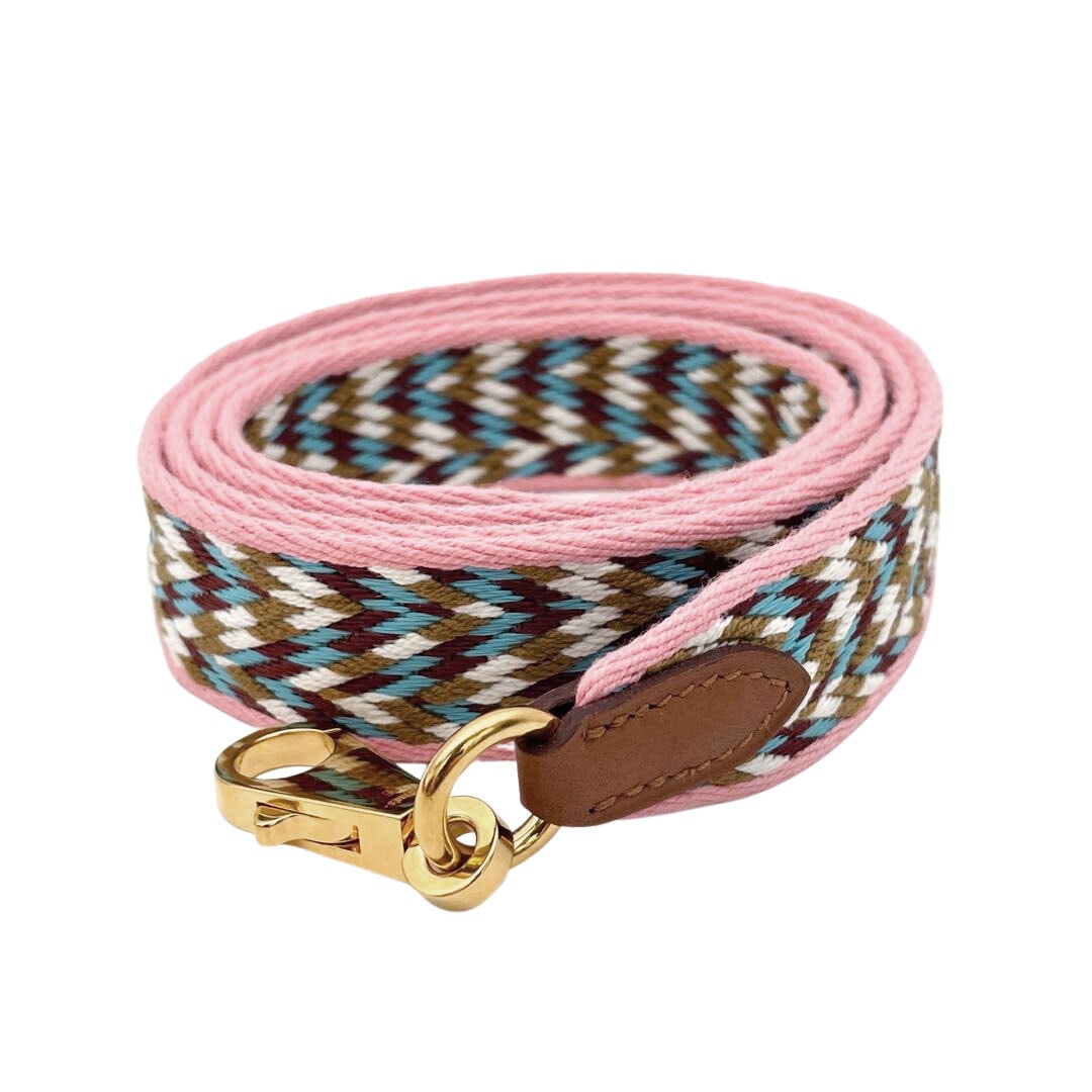 HERMES エルメス バンドリエール サングル ジグザグ 25mm ショルダーストラップ ローズエテ/ルージュヴィフ/ホワイト ゴールド金具 D刻印