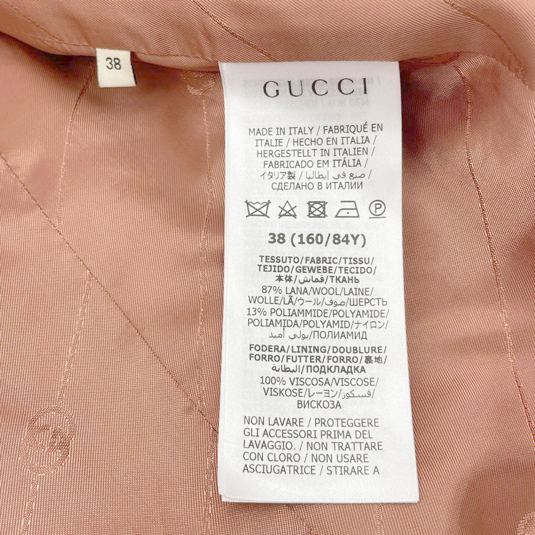 GUCCI グッチ ライトウール ジャケット＆スカート インターロッキングG ボタン 38 ウール/ナイロン ピンク 2022SS
