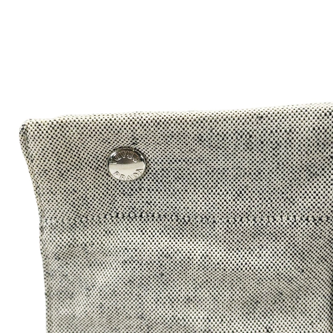 PRADA プラダ トートバッグ キャンバス/レザー グレー/ブラック