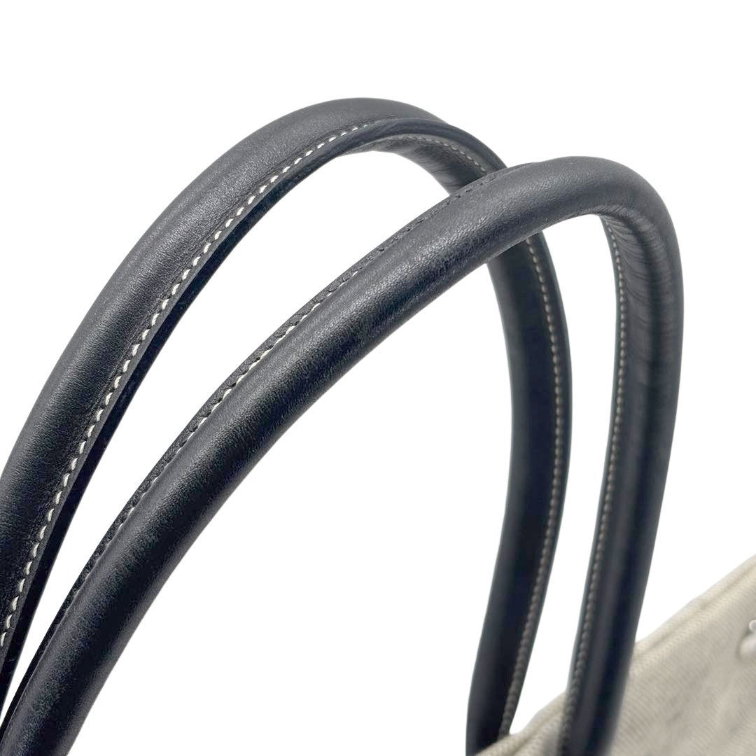 PRADA プラダ トートバッグ キャンバス/レザー グレー/ブラック